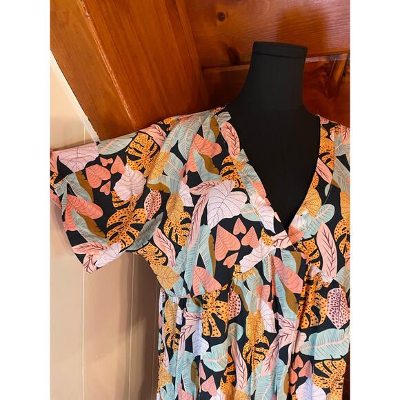 Cupshe V-Neck Tropical Short Sleeve Loose Mini Dress NWOT SZ XL - Picture 6 of 10